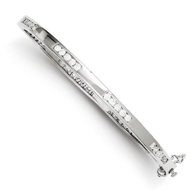 Oval Diamond Hinged Bangle Sterling Silver QB262, MPN: QB262, 883957903507