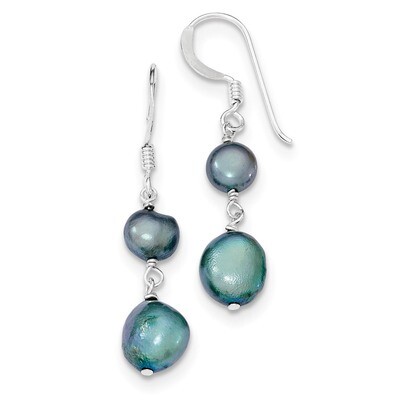 Blue-Green Cultured Pearl Earrings Sterling Silver QE6144, MPN: QE6144, 191101189630