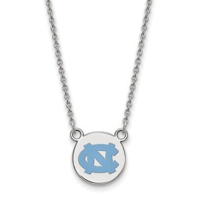 University of North Carolina Small Enamel Disc Pendant with Chain Necklace Sterling Silver SS039UNC…