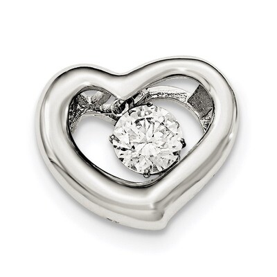 Platinum-Plate Swar Zirconia Vibrant CZ Heart Pendant Sterling Silver QC8497, MPN: QC8497, 19110135…