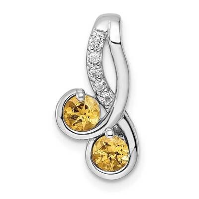 Double Circle .49T.W. Citrine White Topaz Pendant Sterling Silver Rhodium-Plated QP5712CI, MPN: QP5…