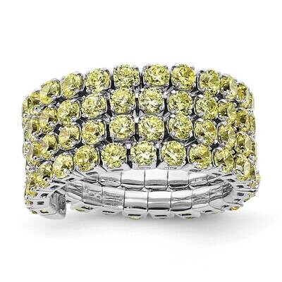 Sterling Silver Rhodium Plated November Yellow Triple CZ Adjustable Ring QR7186NOV