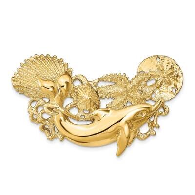 Dolphin and Shell Cluster Slide 14k Gold D2875, MPN: D2875, 196904083697