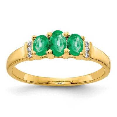 Polished Triple Emerald and Diamond Ring 14k Gold RM5764-EM-003-YA, MPN: RM5764-EM-003-YA, 88395731…