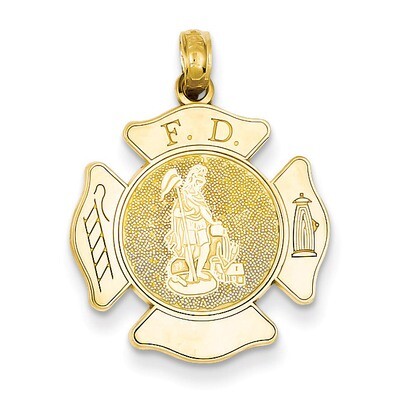 Large Fire Department Badge Pendant 14k Gold K2842, MPN: K2842, 637218042388