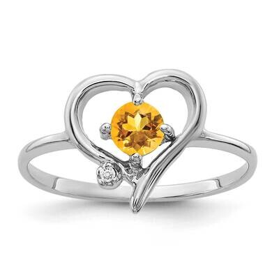 4mm Citrine AA Diamond Ring 14k White Gold X9737CI/AA, MPN: X9737CI/AA, 883957639376
