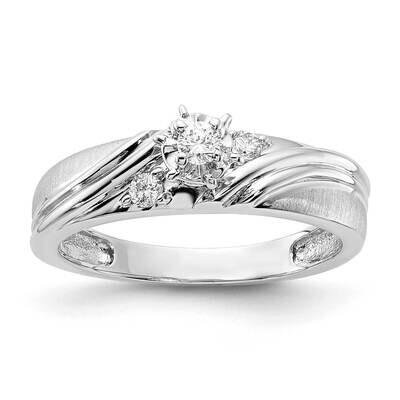 Sterling Silver Polished &amp; Brushed 1-.07, 2-.035 Diamond Ring RTD1076EI4007F-SSAA