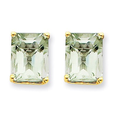 10x8 Emerald-Cut Green Quartz Earrings 14k Gold XE69AG, MPN: XE69AG, 883957096506