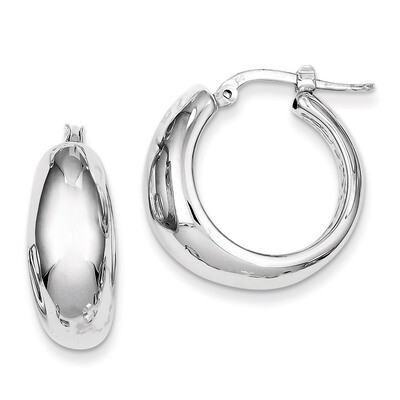 Hollow Hoop Earrings Rhodium Plated Polished Sterling Silver Polished QE8338, MPN: QE8338, 19110119…
