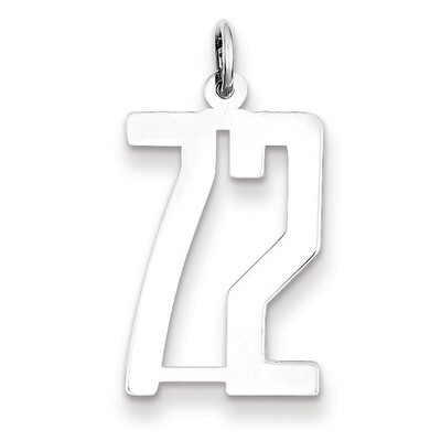 Charm Number 72 Elongated Pol Sterling Silver Small QES72, MPN: QES72, 191101190544