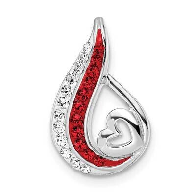 Preciosa Crystal Teardrop Heart Chain Slide Sterling Silver Rhodium-Plated QP5512, MPN: QP5512,