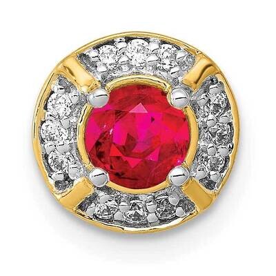 .33 Ruby Fancy Round Chain Slide 14k Gold Diamond PM3922-RU-010-YA, MPN: PM3922-RU-010-YA, 88395720…