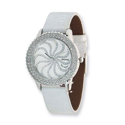 Moog Vertigo White Dial Silver Leather Watch - Fashionista, MPN: XWA4138,