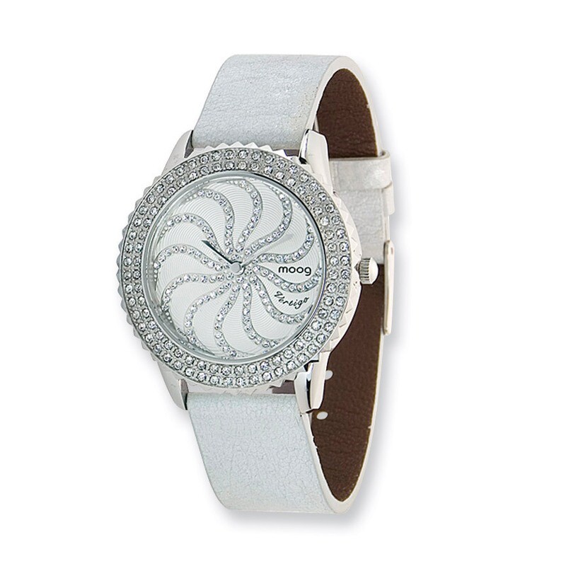 Moog Vertigo White Dial Silver Leather Watch - Fashionista