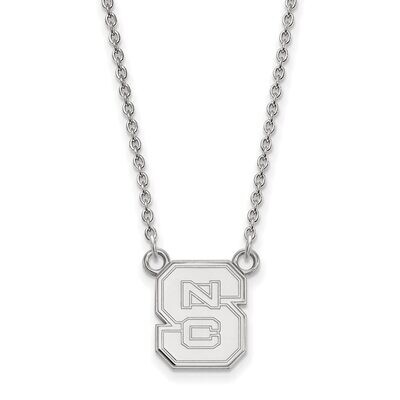 North Carolina State University Small Pendant with Chain Necklace 10k White Gold 1W015NCS-18, MPN: …