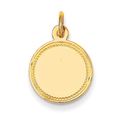 Plain .027 Gauge Engravable Round Disc Charm 14k Gold XM149/27, MPN: XM149/27, 883957416182
