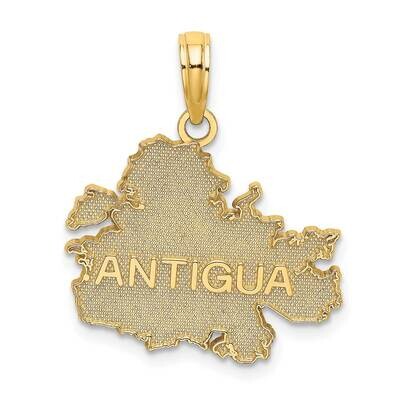 Raised Letters Antigua Map Charm 14k Gold Textured K8786, MPN: K8786, 637218151271