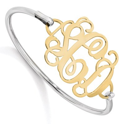Monogram Plate with Sterling Silver Bracelet 14k Yellow Gold Laser High Polished XNA505Y, MPN: XNA5…