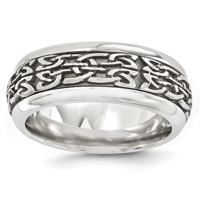 Edward Mirell Titanium &amp; Steel Patterned 9mm Band EMR188 by Edward Mirell, MPN: EMR188, 886774319810