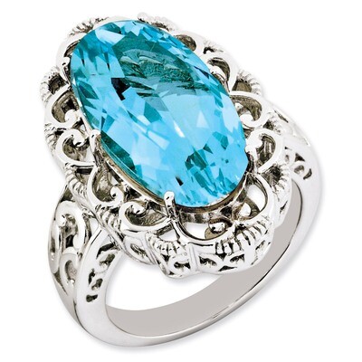 Blue Topaz Ring Sterling Silver QR3281BT, MPN: QR3281BT, 886774201214