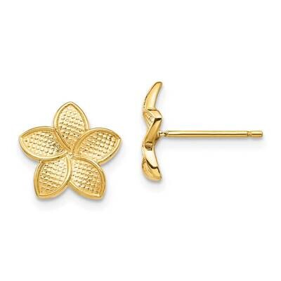 Textured Plumeria Post Earrings 14k Gold Polished  TF1558, MPN: TF1558, 883957220352