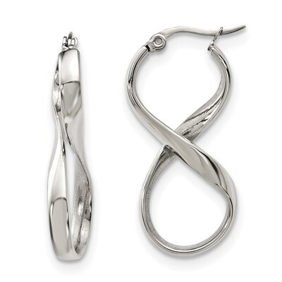 Infinity Symbol Hoop Earrings Stainless Steel Polished SRE1158 by Chisel, MPN: SRE1158, 191101853616