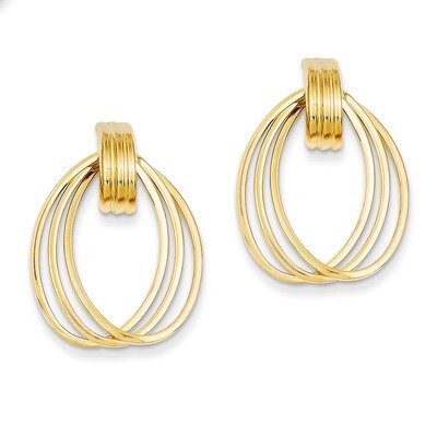 Triple Circle Fancy Post Earrings 14k Gold Polished E772, MPN: E772, 886774095417