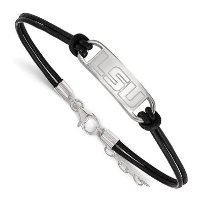 Louisiana State University Leather Bracelet Small Center Sterling Silver SS017LSU-7, MPN: SS017LSU-…