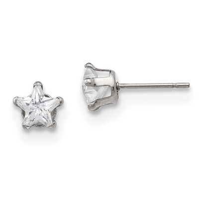 6mm Star Diamond CZ Stud Post Earrings Stainless Steel Polished SRE1119 by Chisel, MPN: SRE1119, 19…