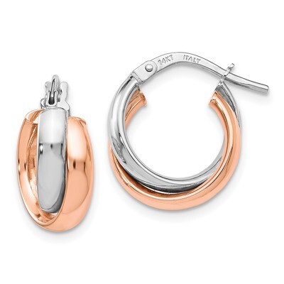 Leslie&#39;s Rose-plated Polished Hoop Earrings 14K White Gold HB-LE1410, MPN: LE1410, 191101757358