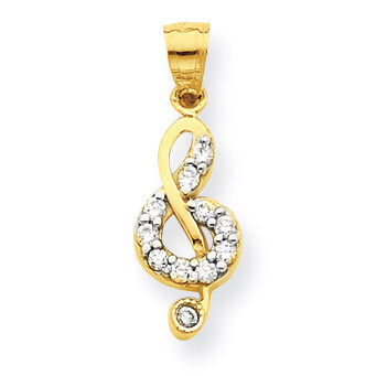 Treble Clef Charm 10k Gold Synthetic Diamond 10C1029, MPN: 10C1029, 886774018928