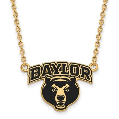 Baylor University Large Enamel Pendant with Chain Necklace Gold-plated Silver GP051BU-18, MPN: GP05…