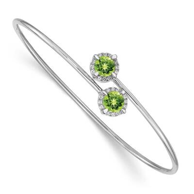 Peridot Flexible Bangle 14k White Gold BM4506-PE-012-WA, MPN: BM4506-PE-012-WA, 883957372792