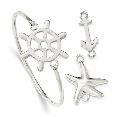 Interchangeable Nautical Charms 3.00mm Bangle Sterling Silver QB998, MPN: QB998, 886774960609