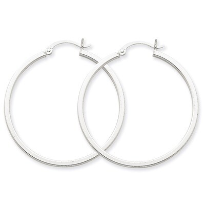 2mm Square Tube Hoops 14k White Gold T1079, MPN: T1079, 883957286211