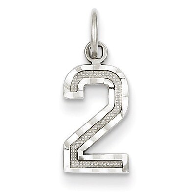 Casted Small Diamond Cut Number 2 Charm 14k White Gold WSN02, MPN: WSN02, 886774121307