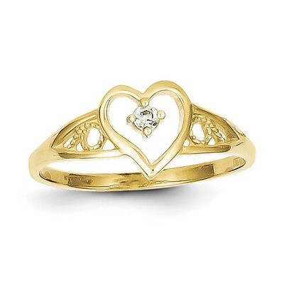 Heart Synthetic Diamond Ring 10k Gold 10C1213, MPN: 10C1213, 886774020761