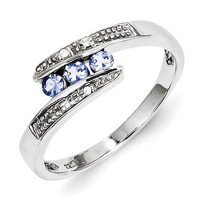 Tanzanite &amp; Diamond Ring Sterling Silver QDX928, MPN: QDX928, 883957489438