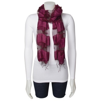Magenta Sheer Stripe 80%Silk/Viscose Blend Fashion Scarf GM13063