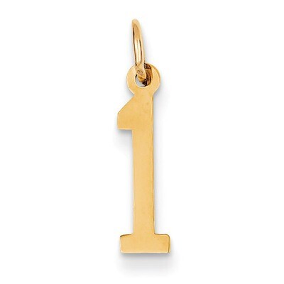 Small Polished Elongated 1 Charm 14k Gold LES01, MPN: LES01, 886774101651