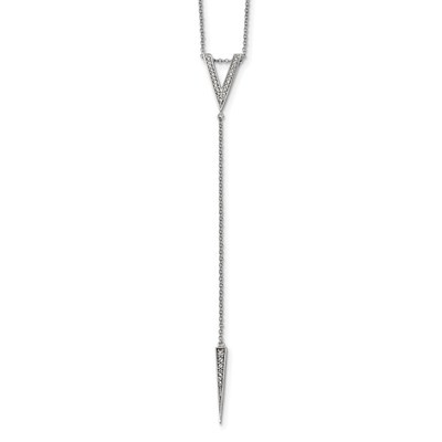 CZ Diamond Drop Necklace 18 Inch Sterling Silver Rhodium-plated QG4303-18, MPN: QG4303-18, 88395785…