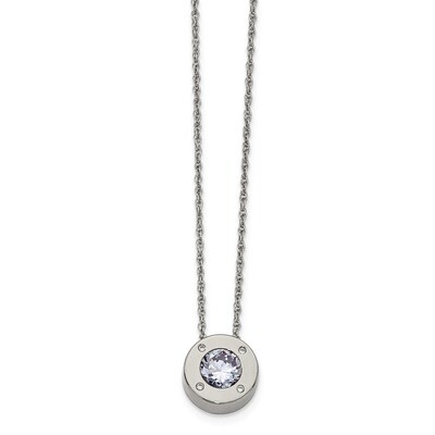 CZ June Birthstone Necklace Stainless Steel Polished SRN2179-20 by Chisel, MPN: SRN2179-20, 1911016…