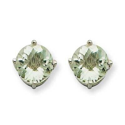 7mm Round Checker-Cut Green Quartz Earrings 14k White Gold XE74WCG, MPN: XE74WCG, 883957098173