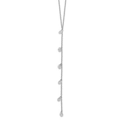 CZ Dangle with 2 Inch Extension Necklace Sterling Silver Rhodium-Plated QG5308-16, MPN: QG5308-16, …