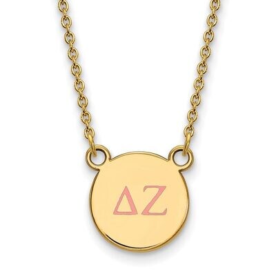 Delta Zeta Extra Small Enameled Pendant with 18 Inch Chain Gold-plated Silver GP027DZ-18, MPN: GP02…