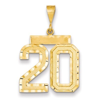 Number 20 Charm 14k Gold Large Diamond-cut LN20, MPN: LN20, 883957122113