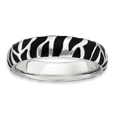Enameled Animal Print Ring - Sterling Silver Polished QSK582, MPN: QSK582, 886774172637