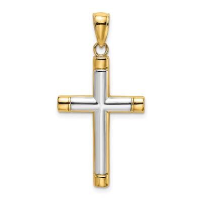 Polished Tubular Cross Charm 14k Gold Rhodium K9167, MPN: K9167, 637218063413