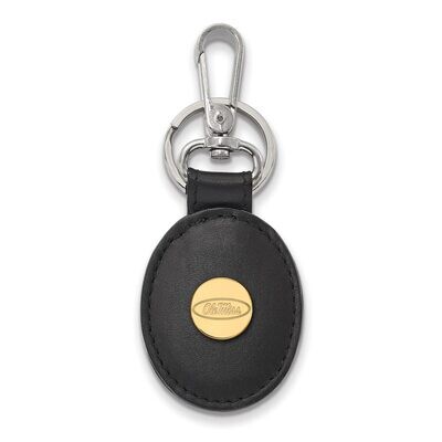 University of Missisippi Black Leather Oval Key Chain Gold-plated Silver GP013UMS-K1, MPN: GP013UMS…