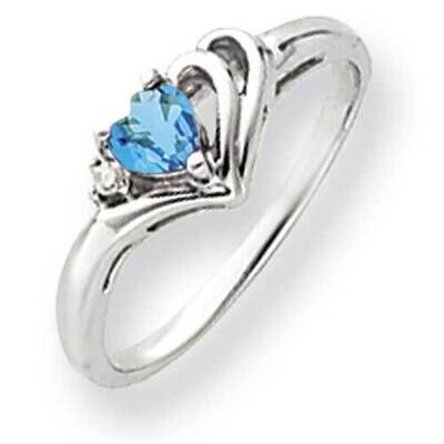 4mm Heart Blue Topaz Diamond Ring 14k White Gold Y4587BT_AA, MPN: Y4587BT_AA, 883957448923